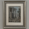 18th Century Framed French Hand-Painted Engraving of Classical Architectural Ruins