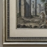 18th Century Framed French Hand-Painted Engraving of Classical Architectural Ruins