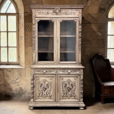 19th Century French Renaissance Revival Carved Oak Bookcase ~ Cabinet in Stripped Oak
