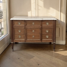 Antique French Louis XVI Mahogany Commode with Carrara Marble