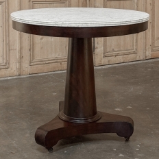 19th Century French Louis Philippe Period Mahogany Center Table with Original Carrara Marble Top