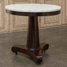 19th Century French Louis Philippe Period Mahogany Center Table with Original Carrara Marble Top