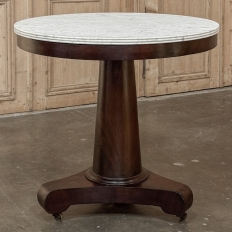 19th Century French Louis Philippe Period Mahogany Center Table with Original Carrara Marble Top