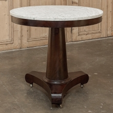19th Century French Louis Philippe Period Mahogany Center Table with Original Carrara Marble Top