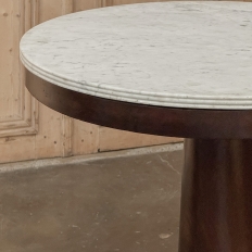 19th Century French Louis Philippe Period Mahogany Center Table with Original Carrara Marble Top