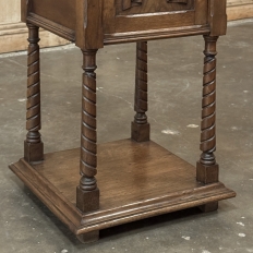 Pair of Gothic Revival Oak Nightstands with Carrara Marble Tops