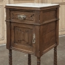 Pair of Gothic Revival Oak Nightstands with Carrara Marble Tops
