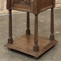 Pair of Gothic Revival Oak Nightstands with Carrara Marble Tops