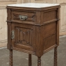 Pair of Gothic Revival Oak Nightstands with Carrara Marble Tops