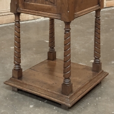 Pair of Gothic Revival Oak Nightstands with Carrara Marble Tops