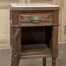 Pair of Gothic Revival Oak Nightstands with Carrara Marble Tops