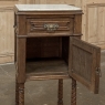 Pair of Gothic Revival Oak Nightstands with Carrara Marble Tops