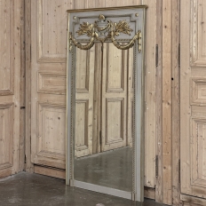 19th Century French Louis XVI Painted and Gilded Trumeau Mirror
