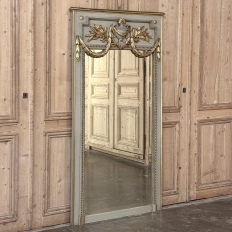 19th Century French Louis XVI Painted and Gilded Trumeau Mirror
