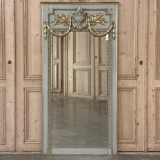 19th Century French Louis XVI Painted and Gilded Trumeau Mirror