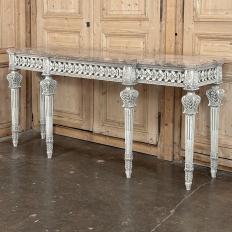Neoclassical Italian Painted and Carved Wood Console with Marble Top ~ Louis XVI Style