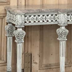 Neoclassical Italian Painted and Carved Wood Console with Marble Top ~ Louis XVI Style