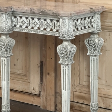 Neoclassical Italian Painted and Carved Wood Console with Marble Top ~ Louis XVI Style