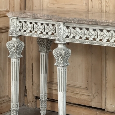 Neoclassical Italian Painted and Carved Wood Console with Marble Top ~ Louis XVI Style