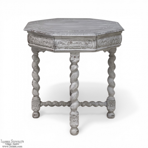 Antique Renaissance Octagonal Painted Center Table ~ End Table