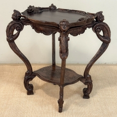 19th Century Italian Carved Walnut End Table with Removable Tray