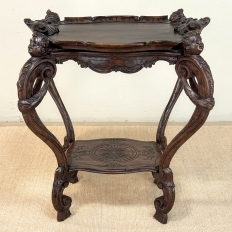19th Century Italian Carved Walnut End Table with Removable Tray