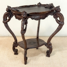 19th Century Italian Carved Walnut End Table with Removable Tray