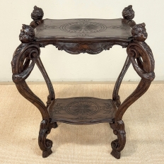 19th Century Italian Carved Walnut End Table with Removable Tray
