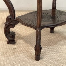19th Century Italian Carved Walnut End Table with Removable Tray