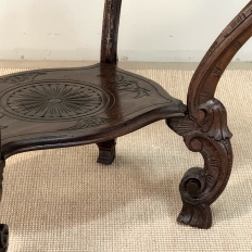 19th Century Italian Carved Walnut End Table with Removable Tray