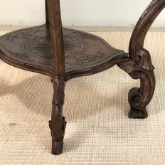 19th Century Italian Carved Walnut End Table with Removable Tray