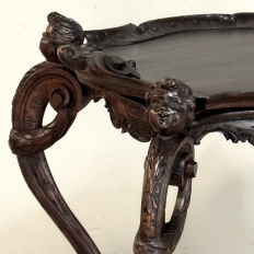 19th Century Italian Carved Walnut End Table with Removable Tray