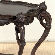 19th Century Italian Carved Walnut End Table with Removable Tray