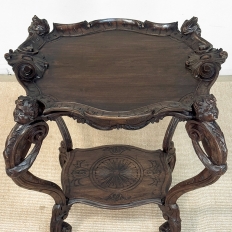 19th Century Italian Carved Walnut End Table with Removable Tray