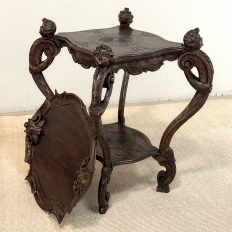 19th Century Italian Carved Walnut End Table with Removable Tray