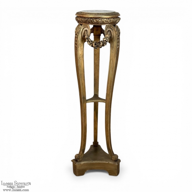 19th Century French Louis XVI Giltwood Marble Top Pedestal