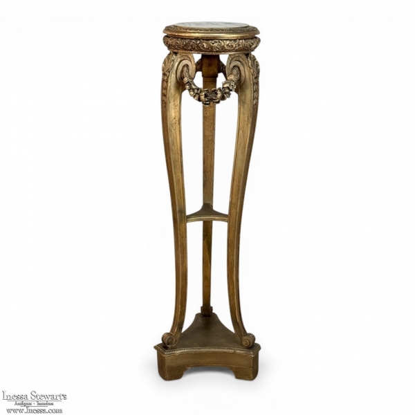 19th Century French Louis XVI Giltwood Marble Top Pedestal