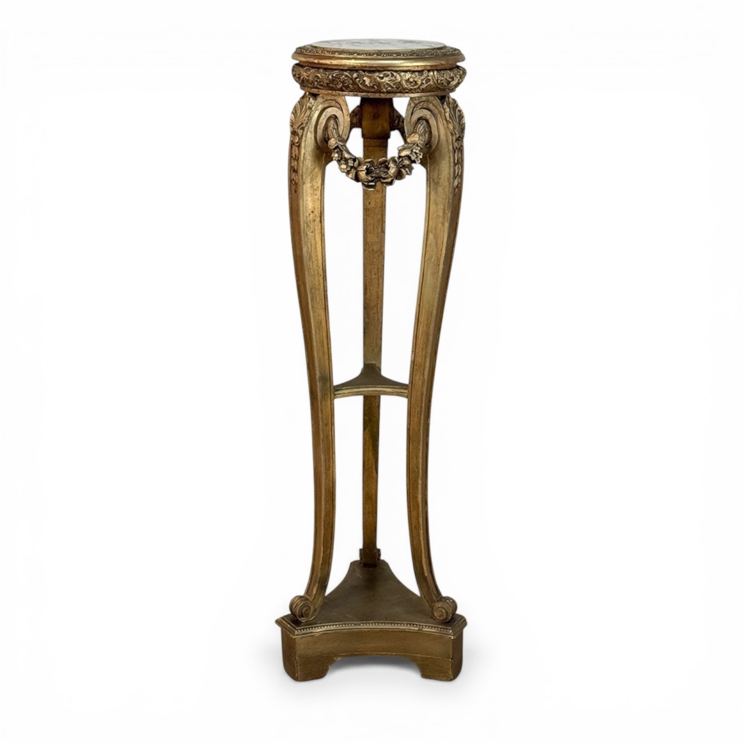 19th Century French Louis XVI Giltwood Marble Top Pedestal