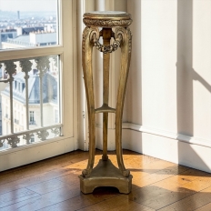19th Century French Louis XVI Giltwood Marble Top Pedestal
