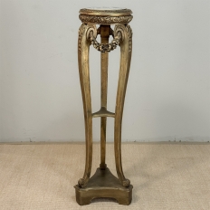 19th Century French Louis XVI Giltwood Marble Top Pedestal