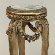 19th Century French Louis XVI Giltwood Marble Top Pedestal