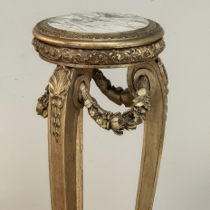 19th Century French Louis XVI Giltwood Marble Top Pedestal