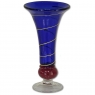 Art Deco Cobalt Blue & Copper Glass Vase with Spiral Design