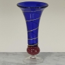 Art Deco Cobalt Blue & Copper Glass Vase with Spiral Design