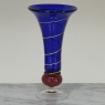 Art Deco Cobalt Blue & Copper Glass Vase with Spiral Design