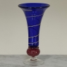 Art Deco Cobalt Blue & Copper Glass Vase with Spiral Design