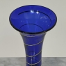 Art Deco Cobalt Blue & Copper Glass Vase with Spiral Design