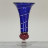 Art Deco Cobalt Blue & Copper Glass Vase with Spiral Design