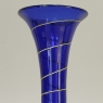 Art Deco Cobalt Blue & Copper Glass Vase with Spiral Design