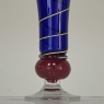 Art Deco Cobalt Blue & Copper Glass Vase with Spiral Design